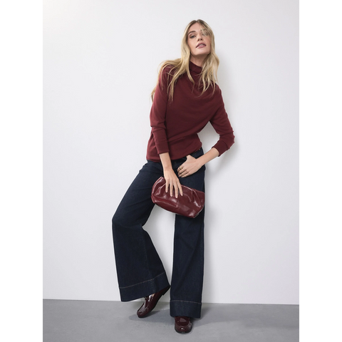 Rinse Blue High Rise Stretch Wide Leg Jeans | Montivo Pakistan