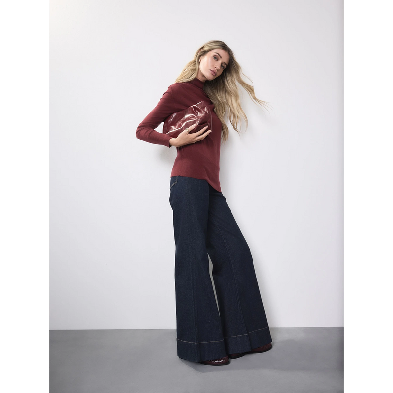 Rinse Blue High Rise Stretch Wide Leg Jeans | Montivo Pakistan