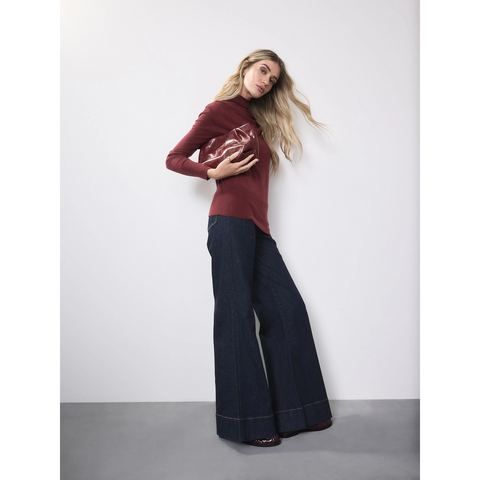 Rinse Blue High Rise Stretch Wide Leg Jeans | Montivo Pakistan