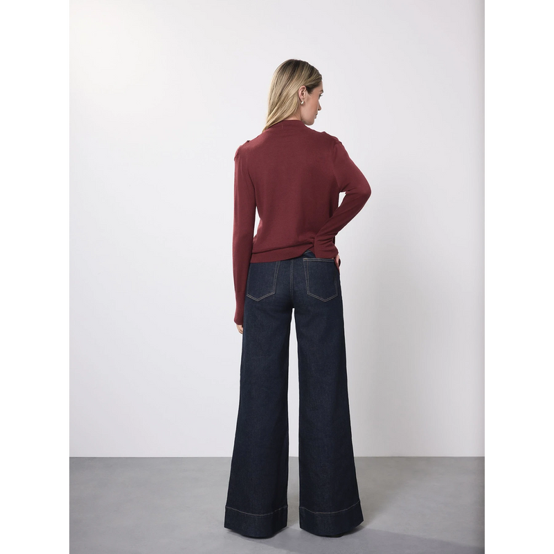 Rinse Blue High Rise Stretch Wide Leg Jeans | Montivo Pakistan