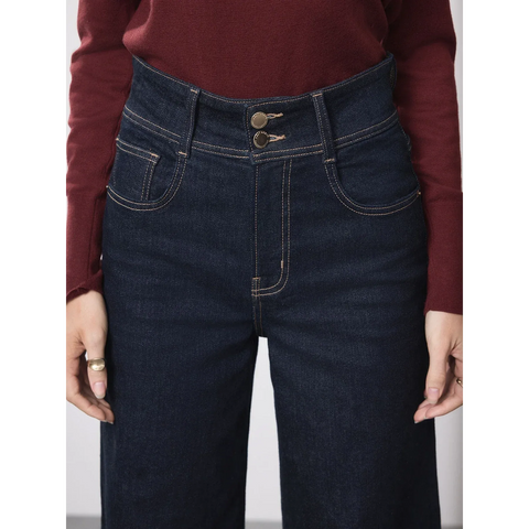 Rinse Blue High Rise Stretch Wide Leg Jeans | Montivo Pakistan