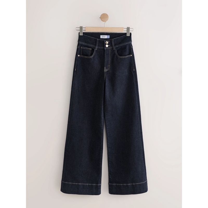 Rinse Blue High Rise Stretch Wide Leg Jeans | Montivo Pakistan