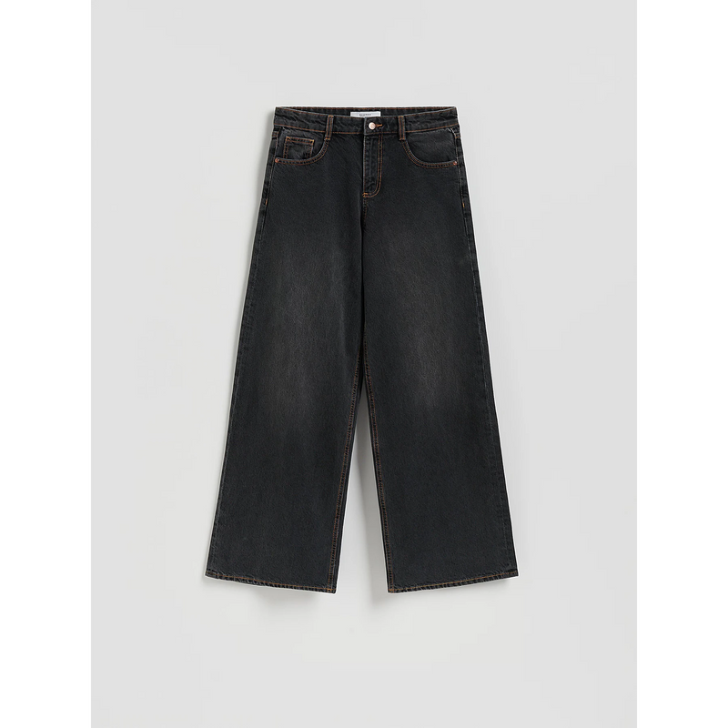 Charcoal Long Wide Leg Jeans | Montivo Pakistan