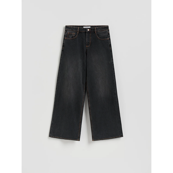Charcoal Long Wide Leg Jeans | Montivo Pakistan