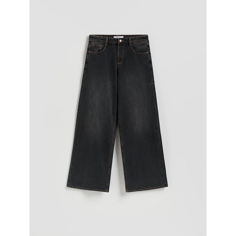 Charcoal Long Wide Leg Jeans | Montivo Pakistan