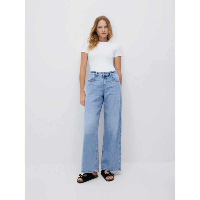 Light Blue Long Wide Leg Jeans | Montivo Pakistan