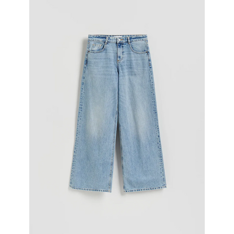 Light Blue Long Wide Leg Jeans | Montivo Pakistan