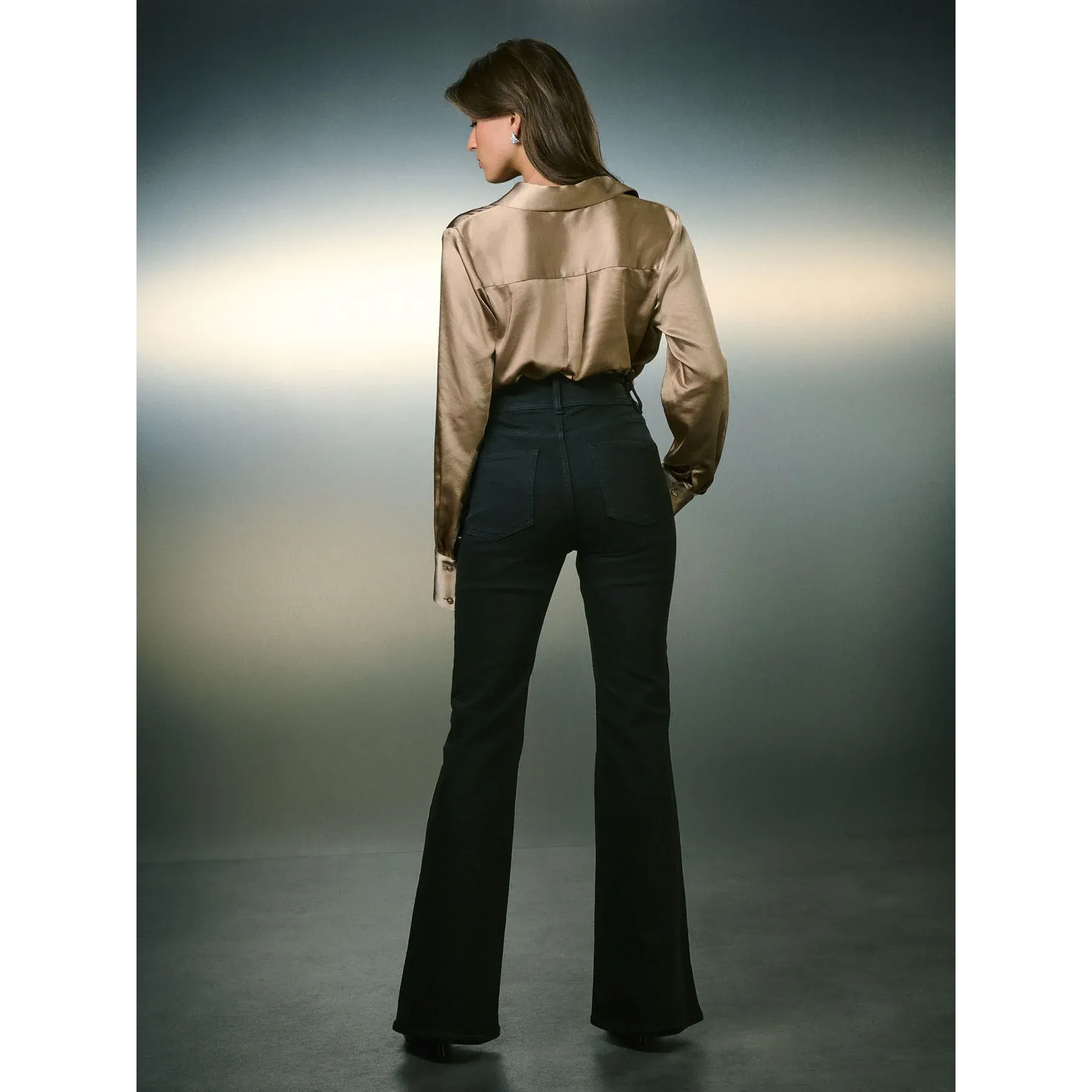 Black High Rise Stretch Flare Jeans | Montivo Pakistan