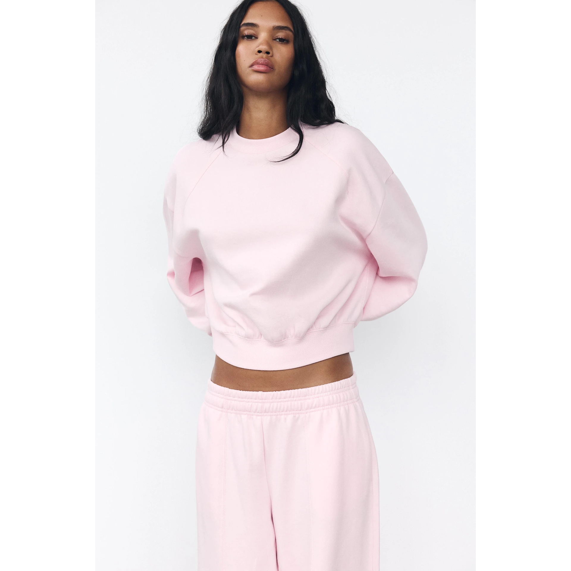 Pink Puff Sleeves Oversized Sweatshirt | Montivo Pakistan