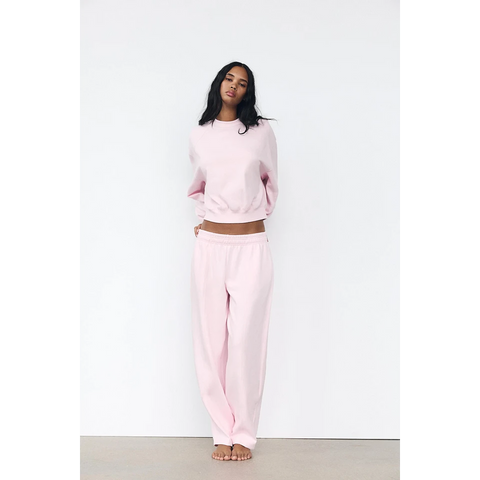 Pink Puff Sleeves Oversized Sweatshirt | Montivo Pakistan