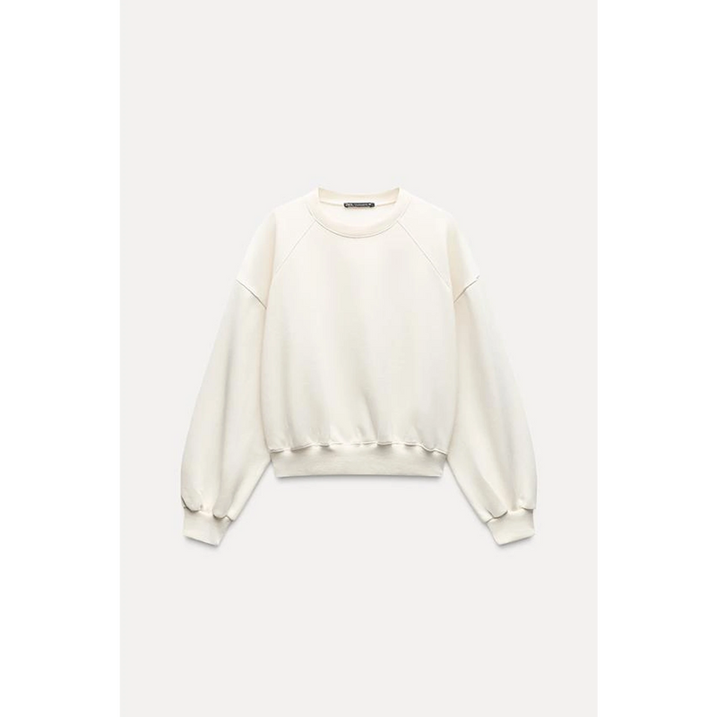 Off-White Puff Sleeves Oversized Sweatshirt | Montivo Pakistan