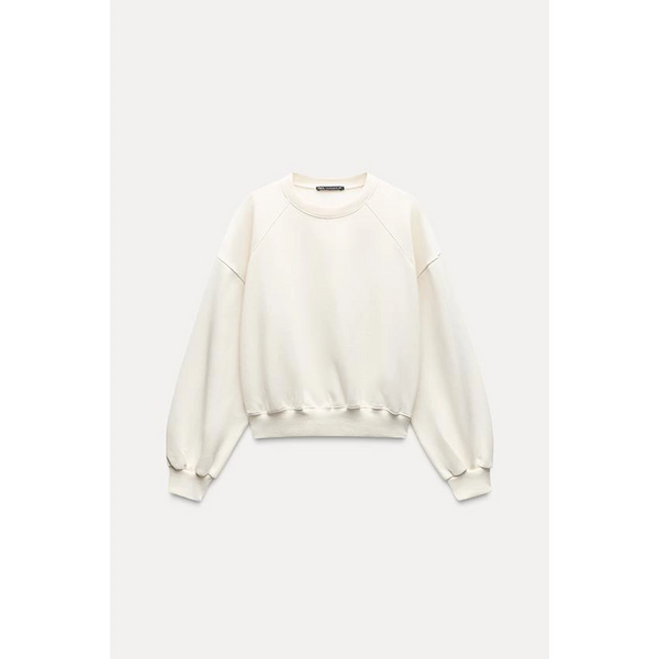 Off-White Puff Sleeves Oversized Sweatshirt | Montivo Pakistan