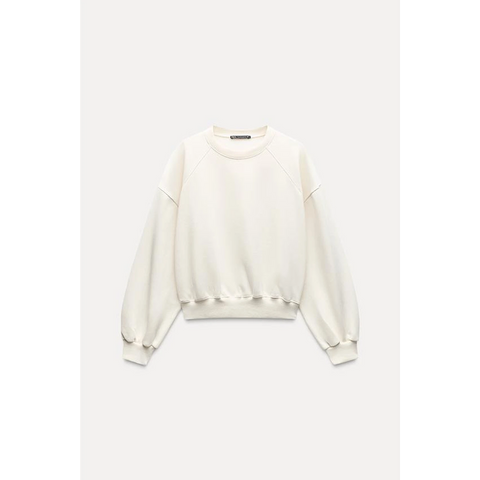 Off-White Puff Sleeves Oversized Sweatshirt | Montivo Pakistan