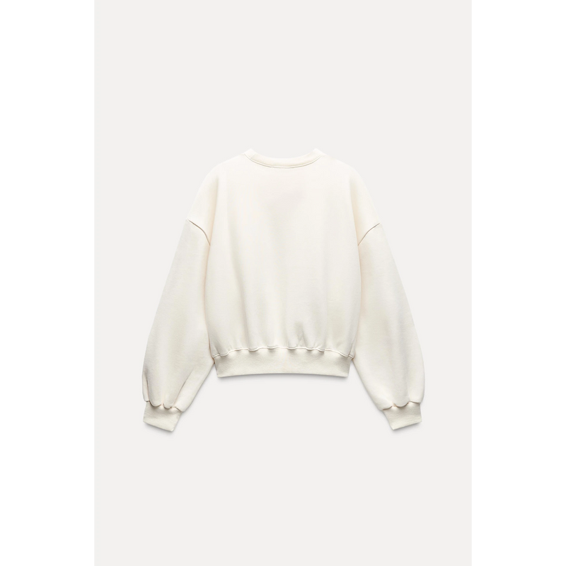 Off-White Puff Sleeves Oversized Sweatshirt | Montivo Pakistan