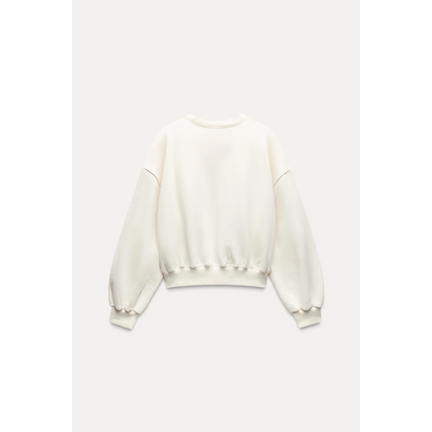 Off-White Puff Sleeves Oversized Sweatshirt | Montivo Pakistan