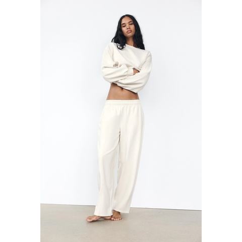 Off-White Puff Sleeves Oversized Sweatshirt | Montivo Pakistan