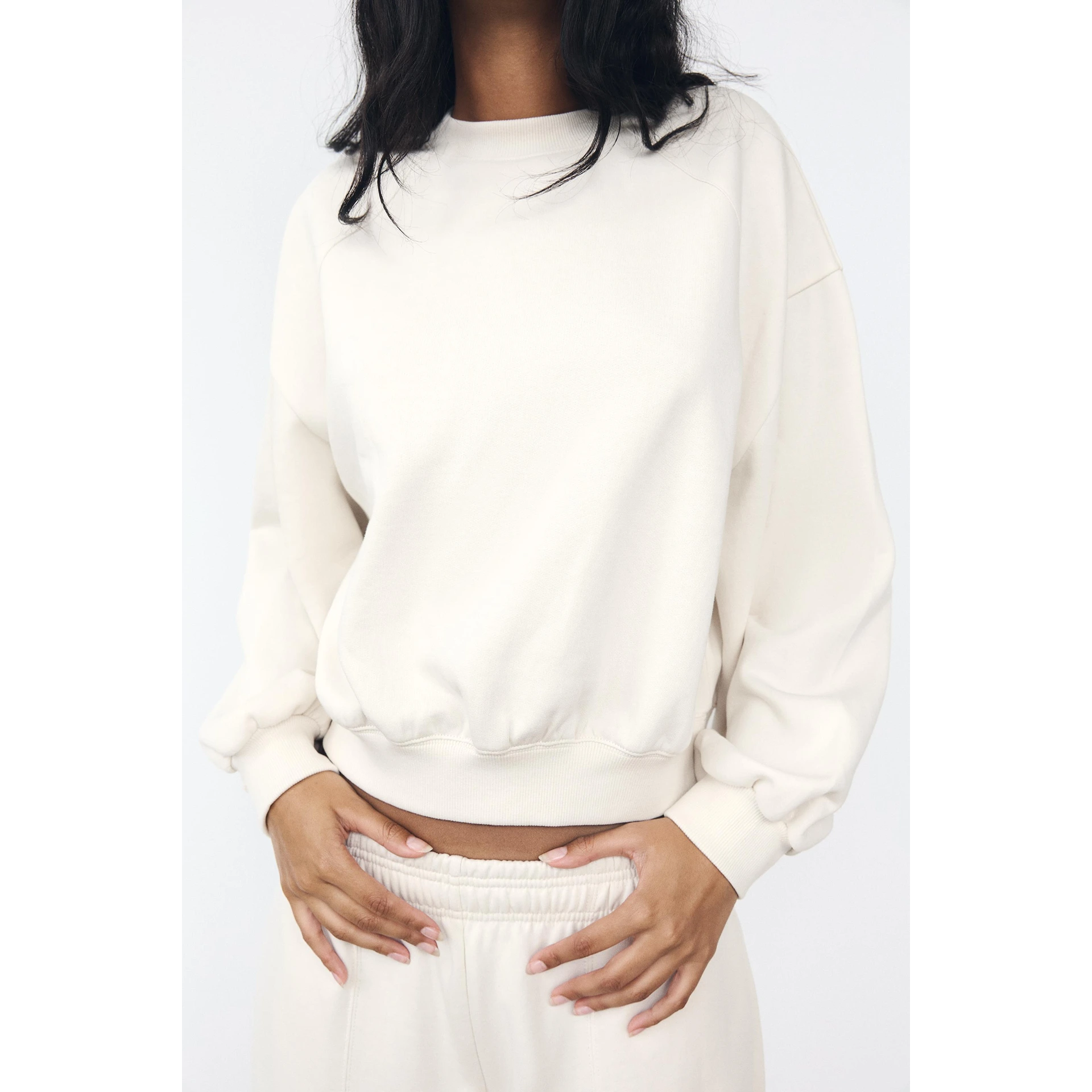 Off-White Puff Sleeves Oversized Sweatshirt | Montivo Pakistan