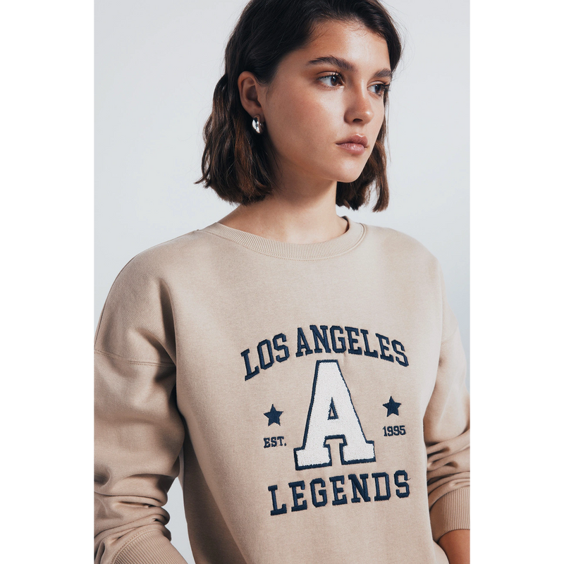 LA Beige Oversized Sweatshirt | Montivo Pakistan