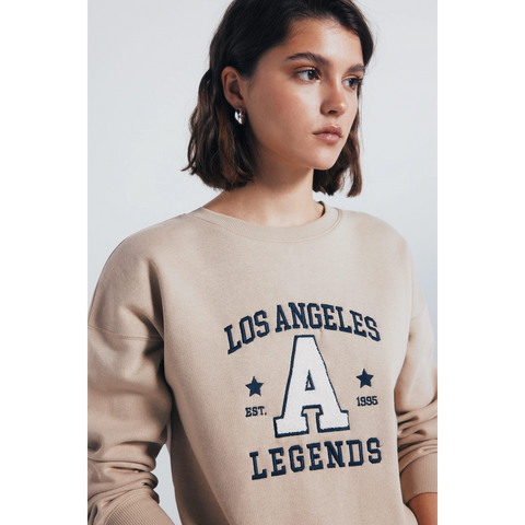 LA Beige Oversized Sweatshirt | Montivo Pakistan