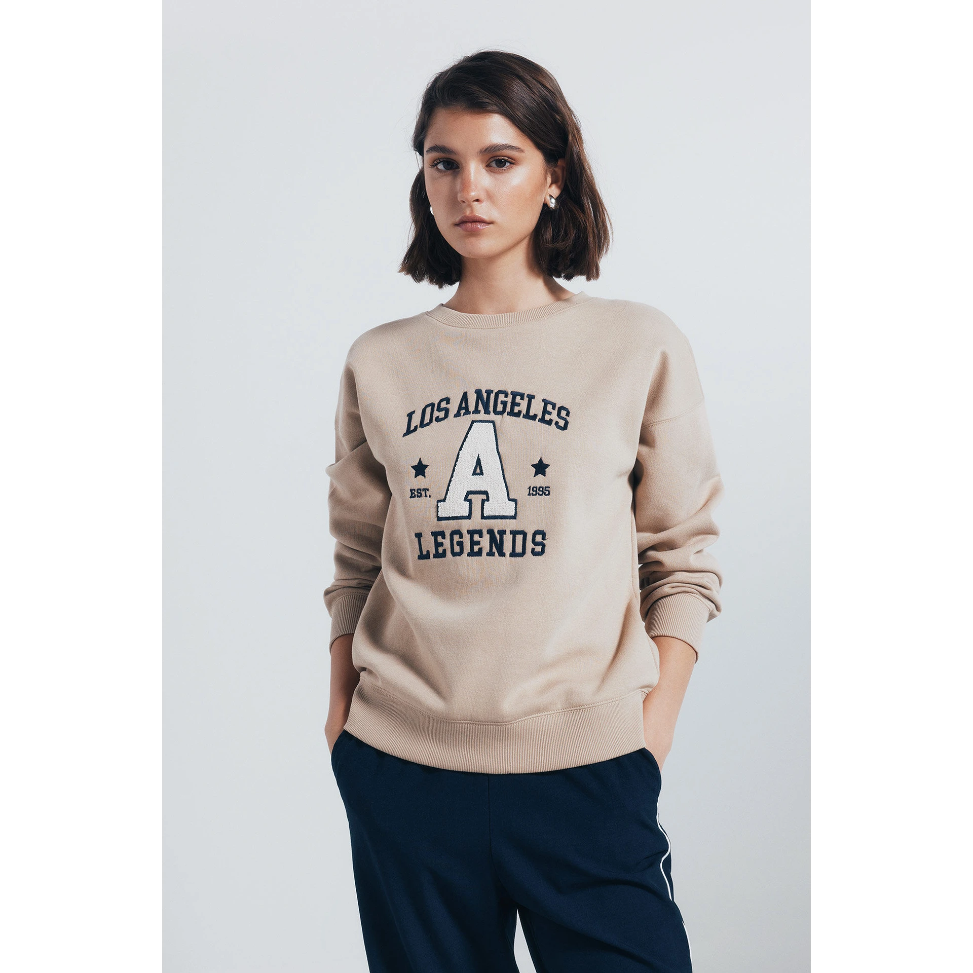 LA Beige Oversized Sweatshirt | Montivo Pakistan