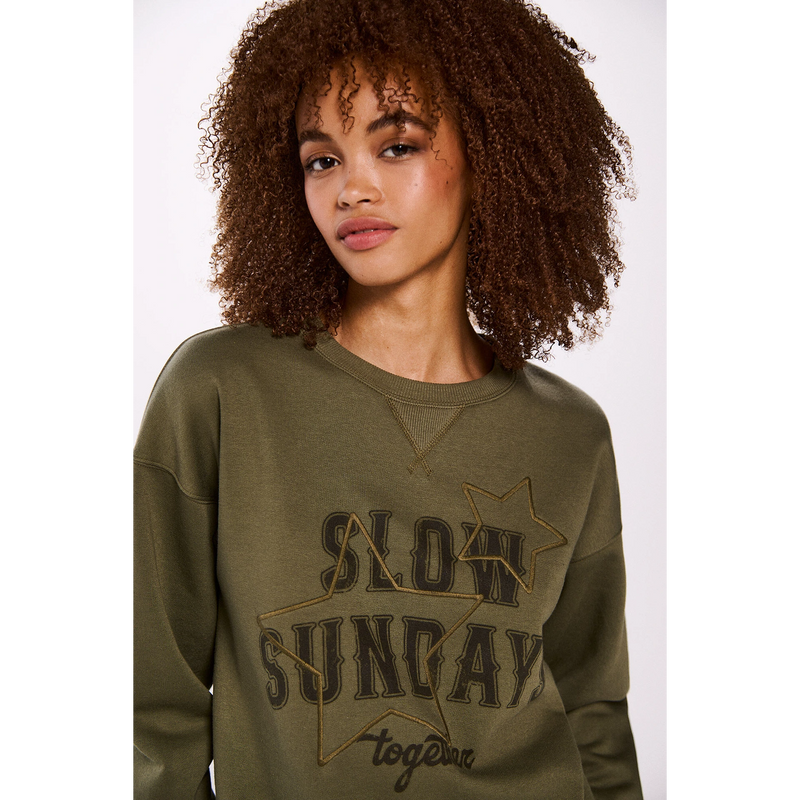 Slow Sunday Olive Oversized Sweatshirt | Montivo Pakistan