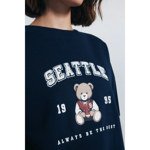 City Graphic Navy Oversized Sweatshirt | Montivo Pakistan