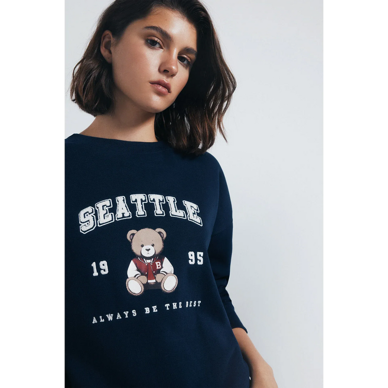City Graphic Navy Oversized Sweatshirt | Montivo Pakistan