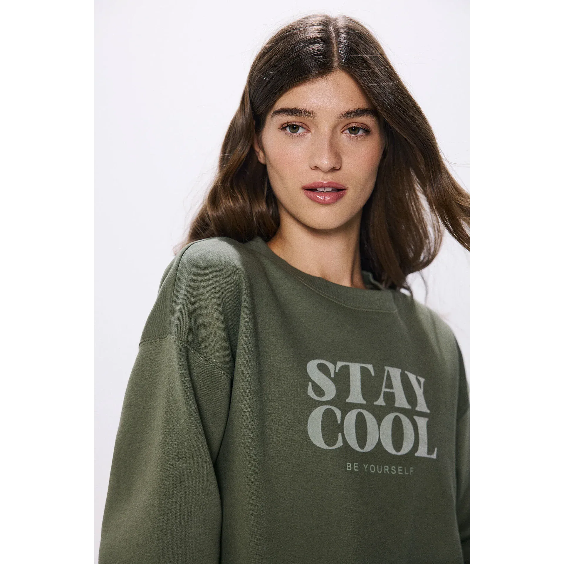 Stay Cool Olive Oversized Sweatshirt | Montivo Pakistan