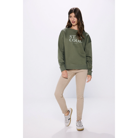 Stay Cool Olive Oversized Sweatshirt | Montivo Pakistan
