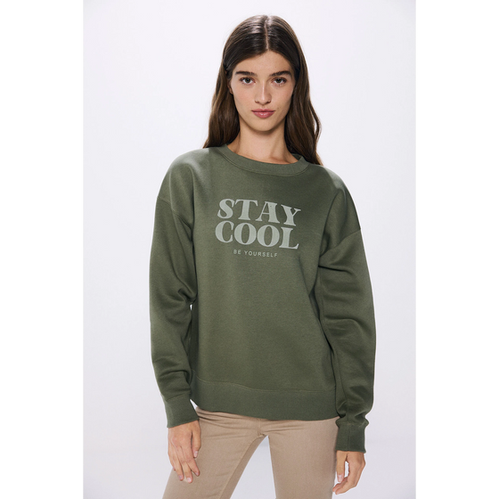 Stay Cool Olive Oversized Sweatshirt | Montivo Pakistan