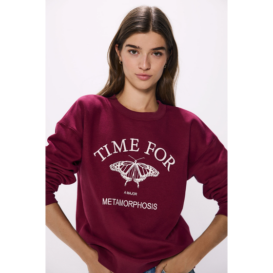 Time For Burgundy Oversized Sweatshirt | Montivo Pakistan