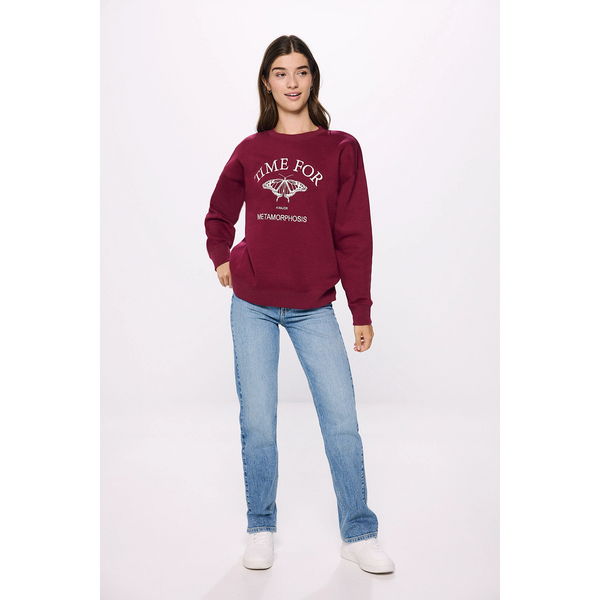 Time For Burgundy Oversized Sweatshirt | Montivo Pakistan
