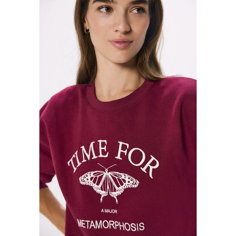 Time For Burgundy Oversized Sweatshirt | Montivo Pakistan
