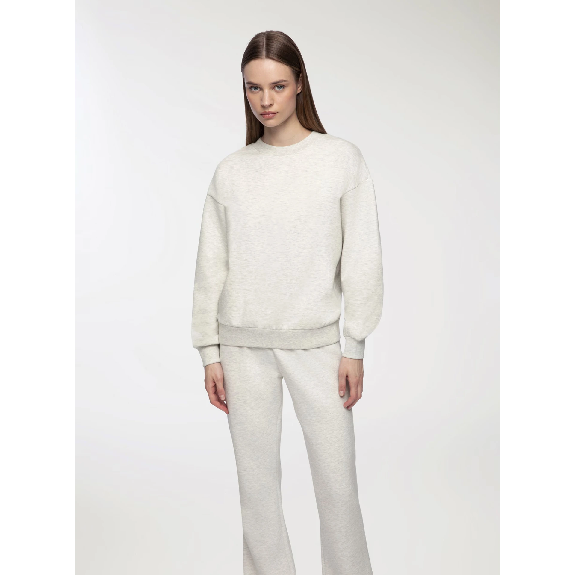 Grey Melange Oversized Basic Sweatshirt | Montivo Pakistan