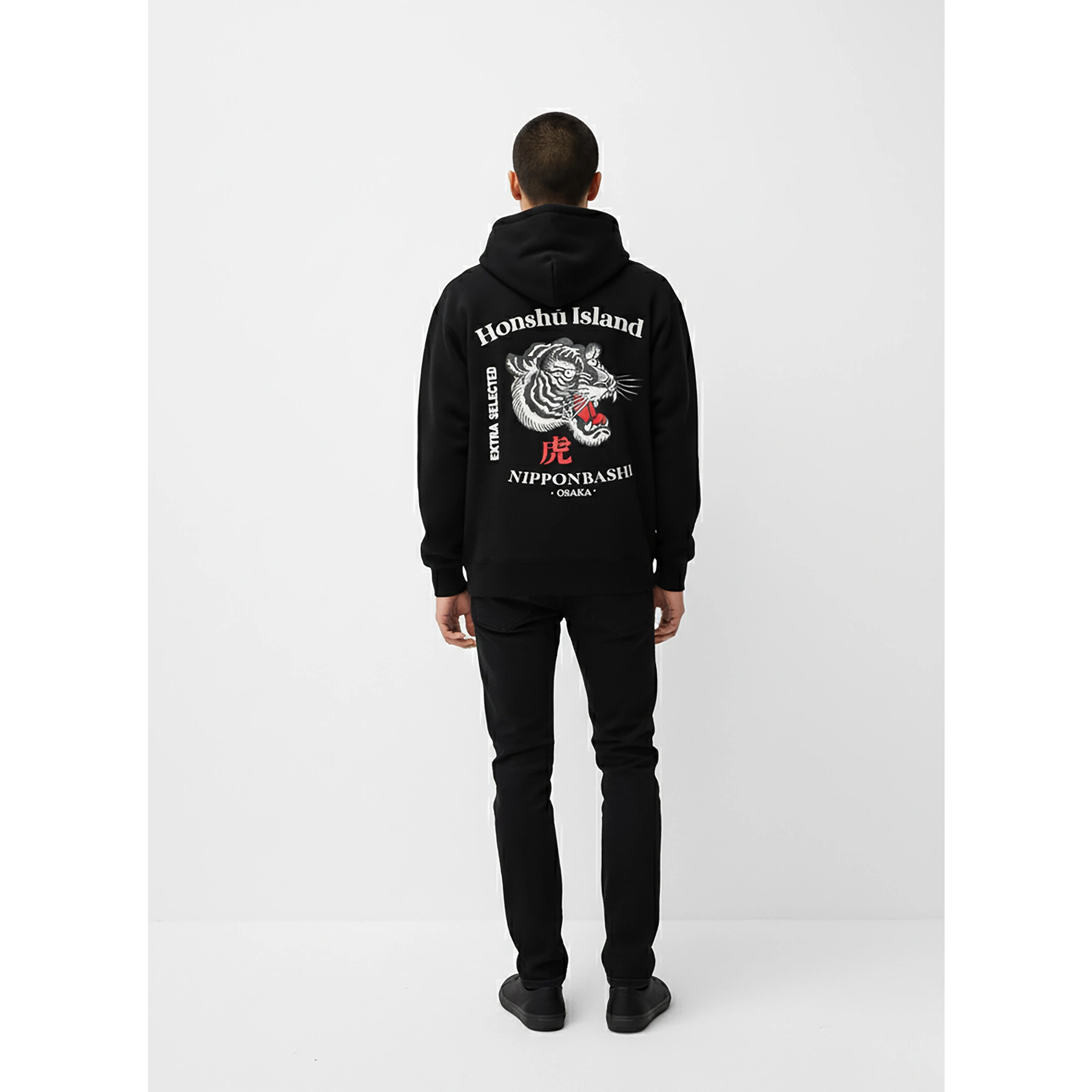 Black Oversized Printed Hooded Sweatshirt | Montivo Pakistan