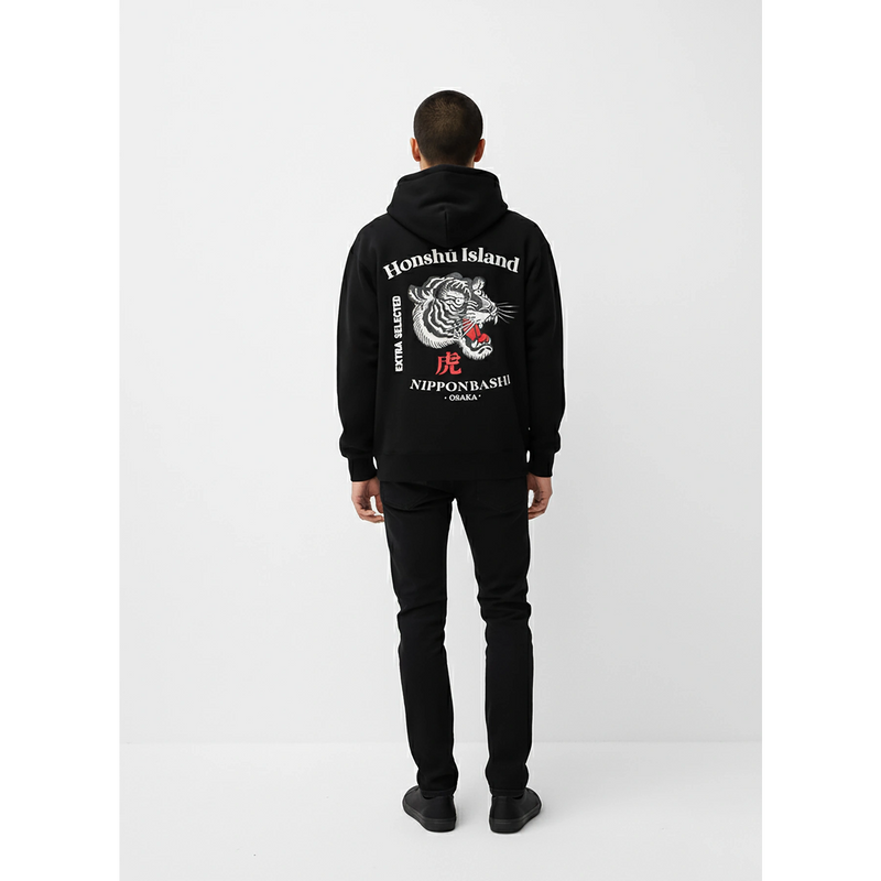 Black Oversized Printed Hooded Sweatshirt | Montivo Pakistan