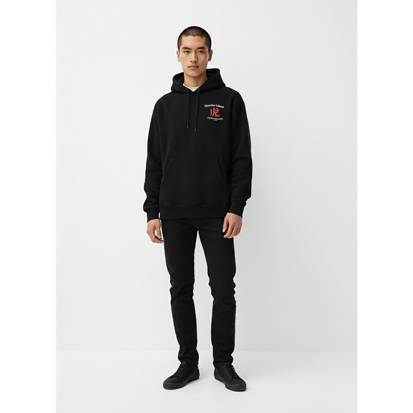 Black Oversized Printed Hooded Sweatshirt | Montivo Pakistan