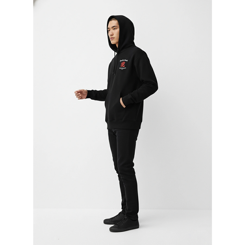 Black Oversized Printed Hooded Sweatshirt | Montivo Pakistan