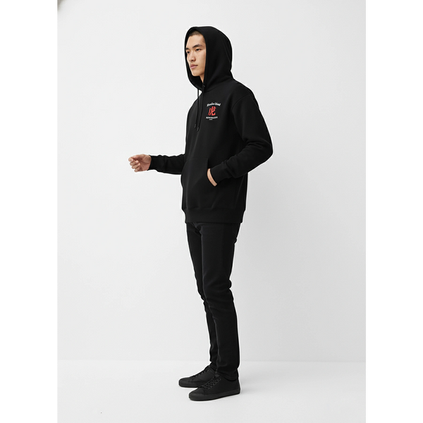 Black Oversized Printed Hooded Sweatshirt | Montivo Pakistan