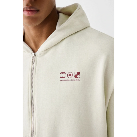 Off-White Printed Zipper Hoodie | Montivo Pakistan
