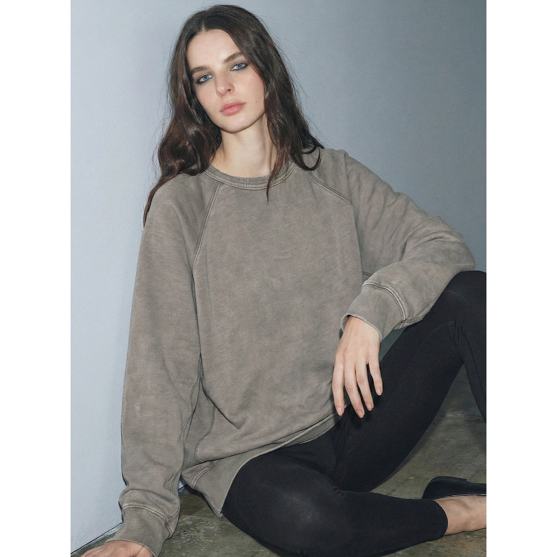 Grey Washed Effect Long Sweatshirt | Montivo Pakistan