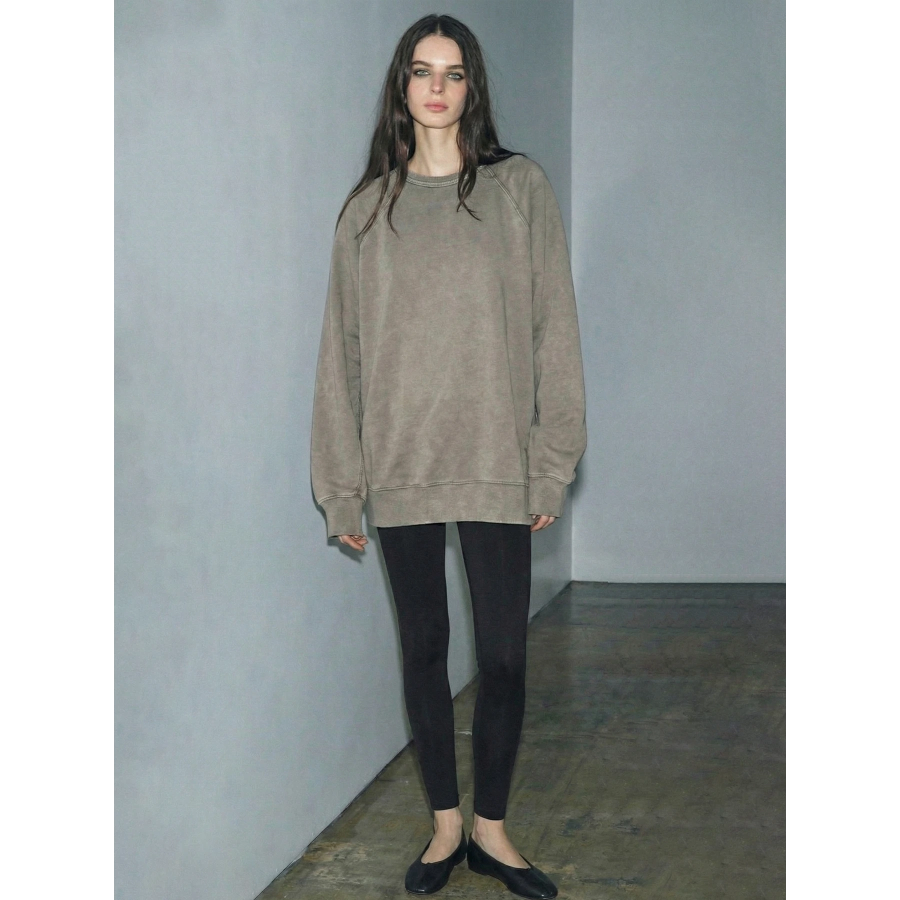 Grey Washed Effect Long Sweatshirt | Montivo Pakistan
