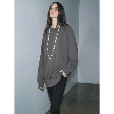 Charcoal Washed Effect Long Sweatshirt | Montivo Pakistan