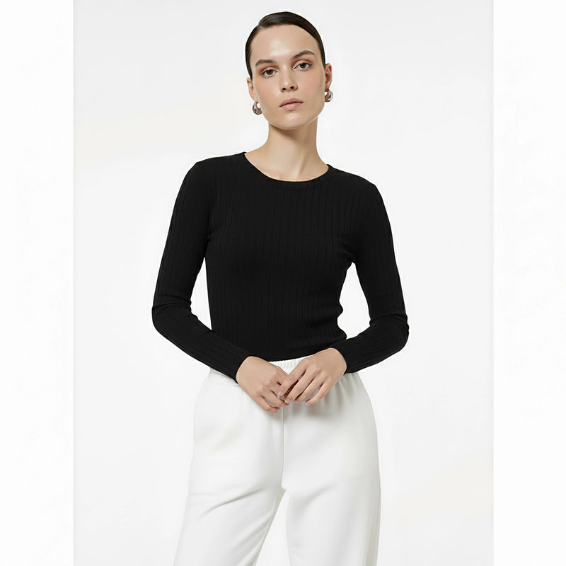 Black Drop Needle Crew Neck Top | Montivo Pakistan