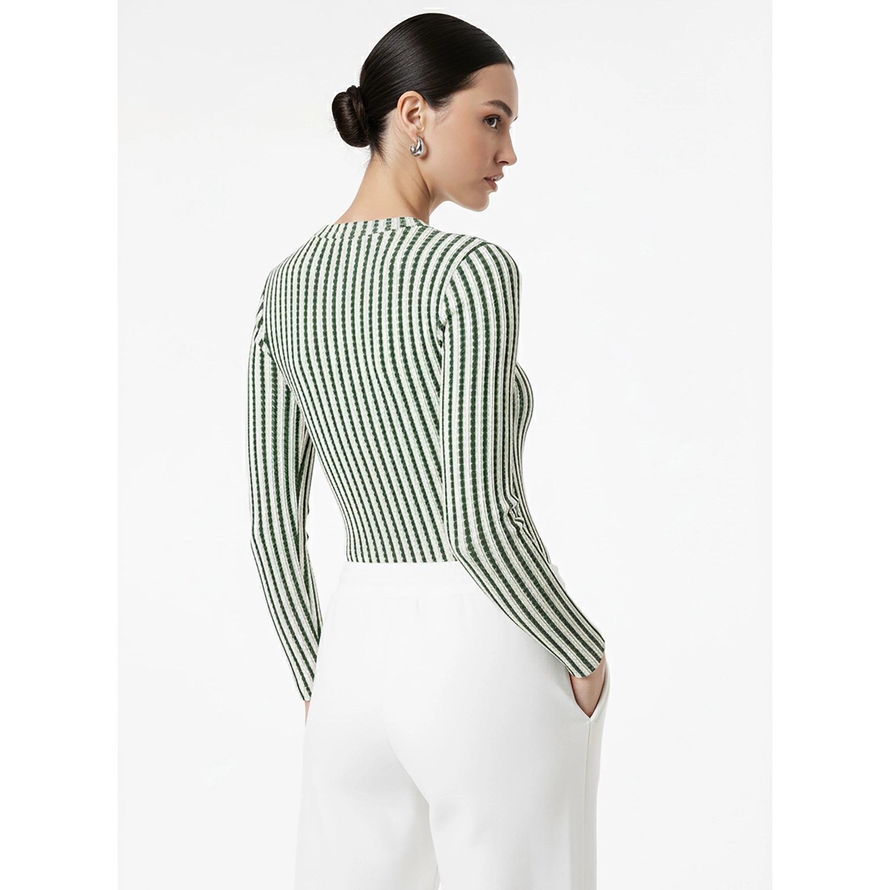 Stripes Crew Neck Knitted Top | Montivo Pakistan