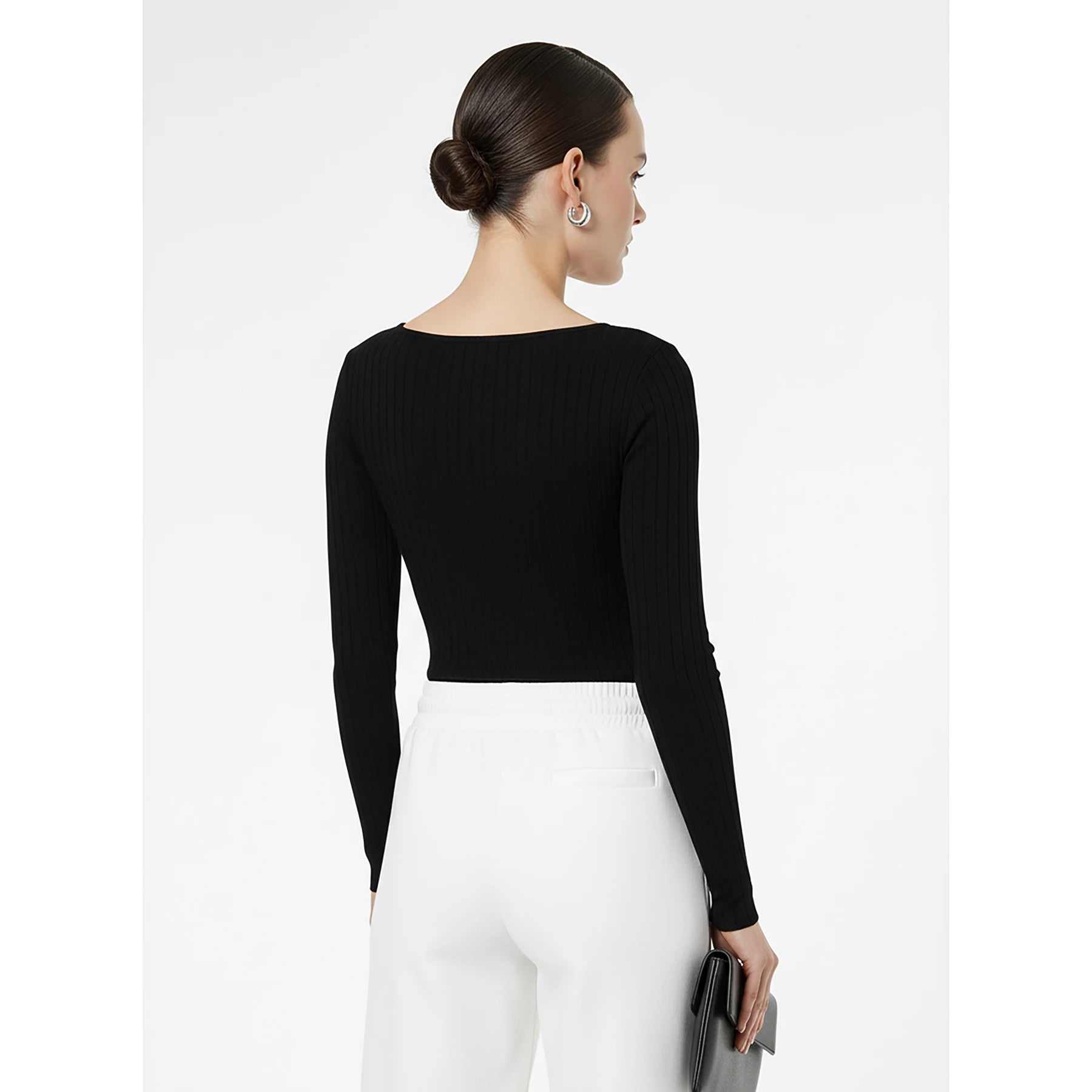 Black Drop Needle Square Neck Top | Montivo Pakistan