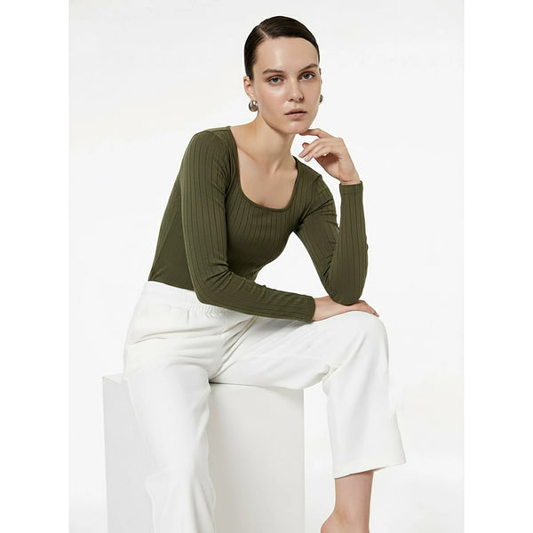 Green Drop Needle Square Neck Top | Montivo Pakistan