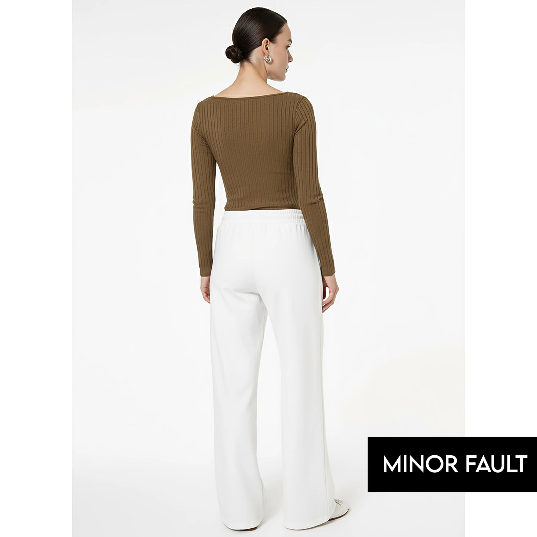 (Minor Fault) Brown Drop Needle Square Neck Top | Montivo Pakistan