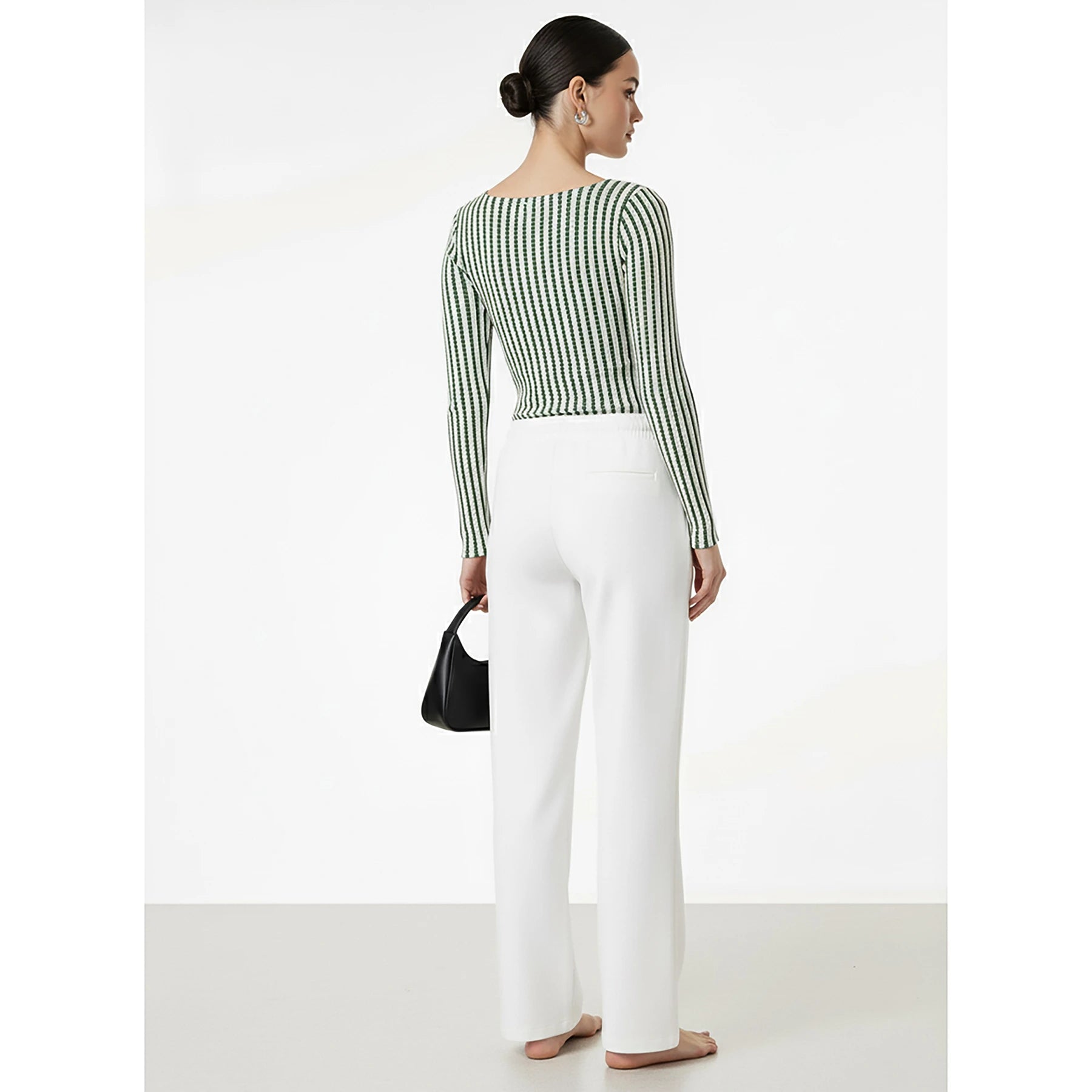 Stripes Square Neck Knitted Top | Montivo Pakistan