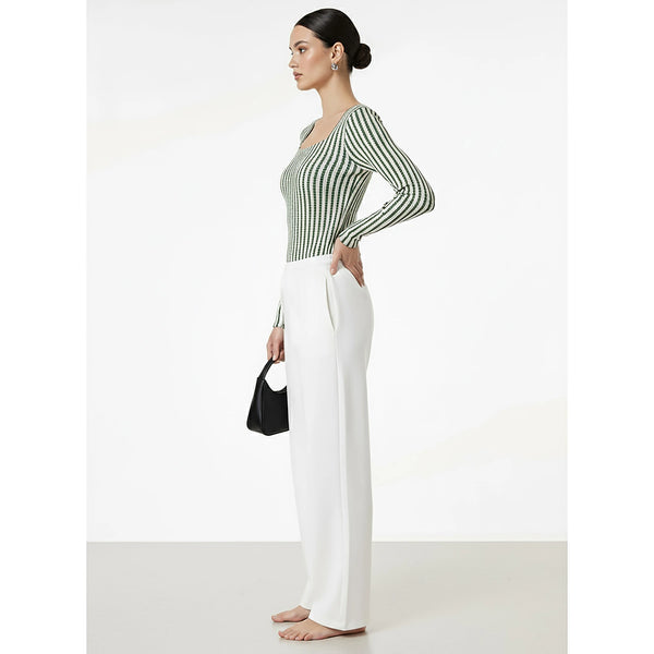 Stripes Square Neck Knitted Top | Montivo Pakistan